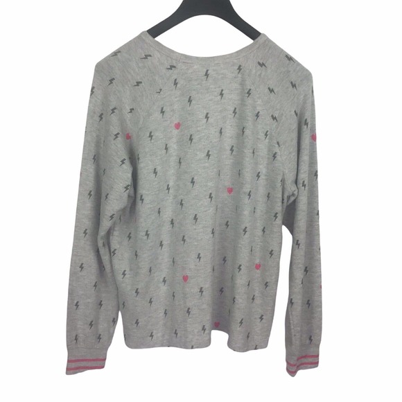 PJ Salvage Gray Lightning Crew Neck Sweatshirt Top Tee Lightweight Sleepwear L - Picture 4 of 5